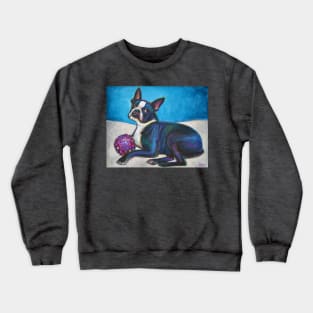 Boston Terrier with Toy Crewneck Sweatshirt